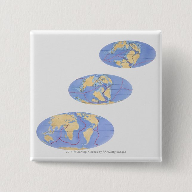 Series of Illustrations of Earth 2 Inch Square Button (Front)