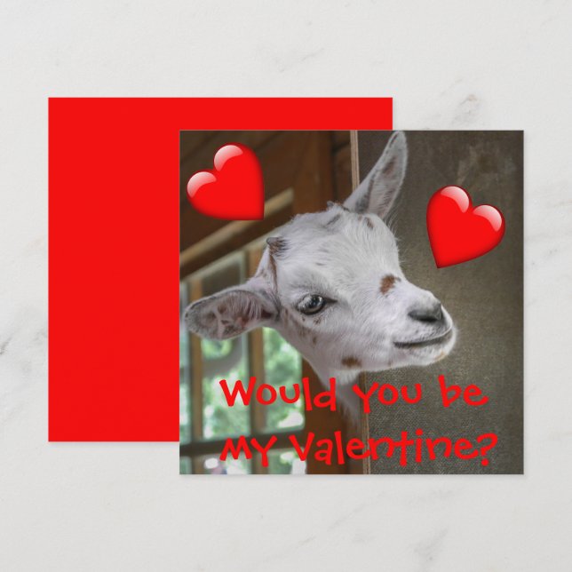 Seriez-Vous Ma Saint-Valentin ? Carte de chèvre Fu (Devant / Derrière)