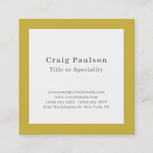 Serif Font Simple Professional Plain Gold White Square Business Card