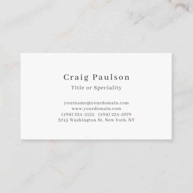 Serif Font Simple Professional Plain Matte Paper Enclosure Card (Front)