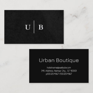 Serif Monogram   Black Sleek Texture Business Card