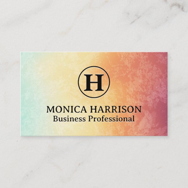 Serif Monogram | Colourful Abstract Texture Business Card (Front)
