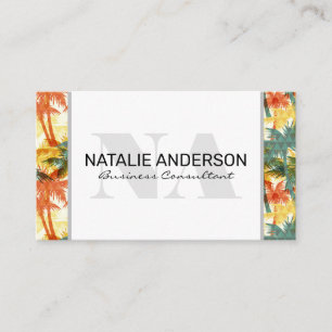 Serif Monogram   Geometric Palm Trees Business Card