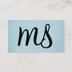 Serif Monogram Light Blue Business Card