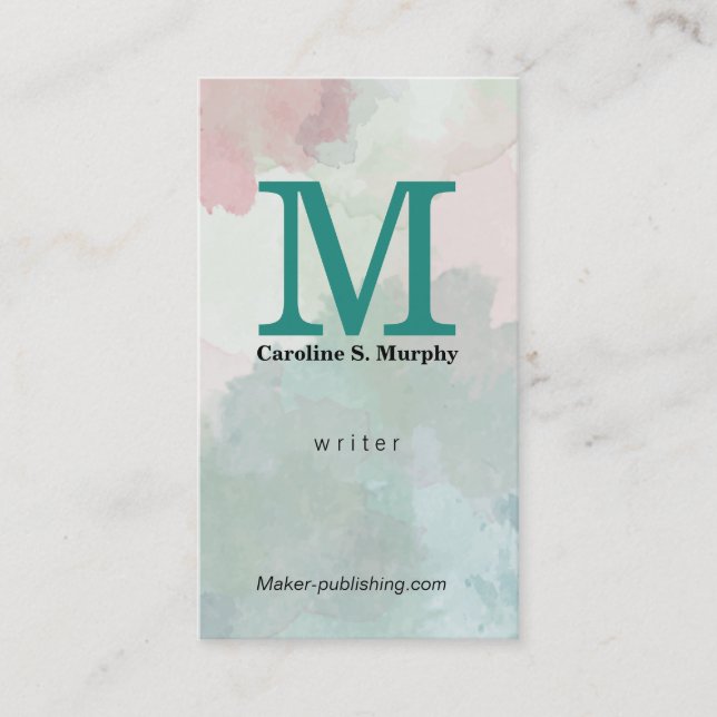 Serif Monogram | Watercolor Artistic Business Card (Front)