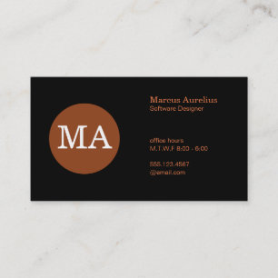 Serif Type Monogram Bronze Circle Business Card