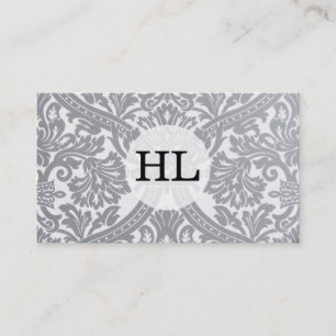 Serif Type Monogram / Damask Grey Business Card