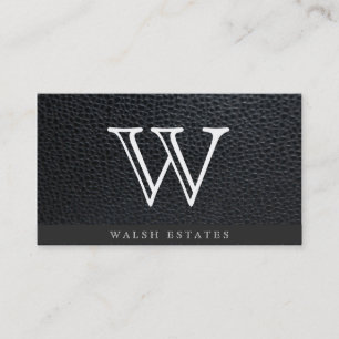 Serif Type Monogram / Leather Business Card