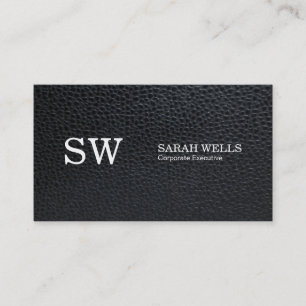 Serif Type Monogram / Leather Business Card