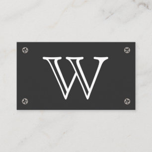 Serif Type Monogram   Metal Screws Business Card