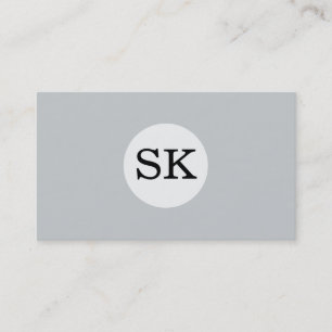 Serif Type Monogram White Circle Grey Background Business Card