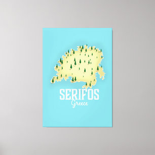 Serifos Greek Map Illustrated travel poster Canvas Print