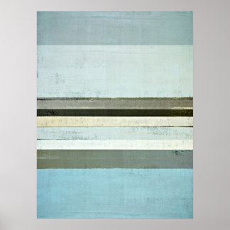 'Serious' Blue and Gray Abstract Art Poster Print