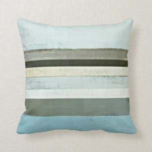 'Serious' Blue and Grey Abstract Art Pillow