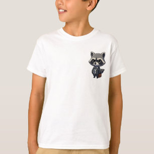 Serious Cartoon Raccoon Businessman Wearing Suit a T-Shirt