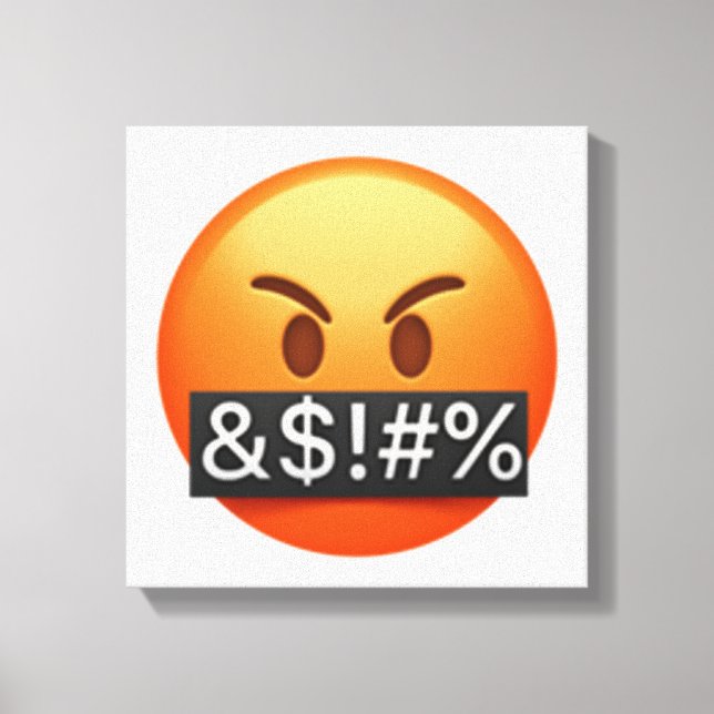 Serious Face With Symbols Covering Mouth - Emoji Canvas Print (Front)