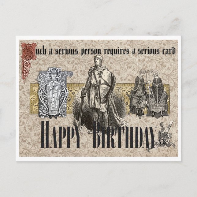 SERIOUS! HAPPY BIRTHDAY MESSAGE POSTCARD (Front)