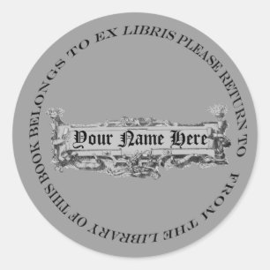 Serious Looking but Slightly Silly Bookplate Classic Round Sticker