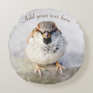 Serious Sparrow Round Pillow