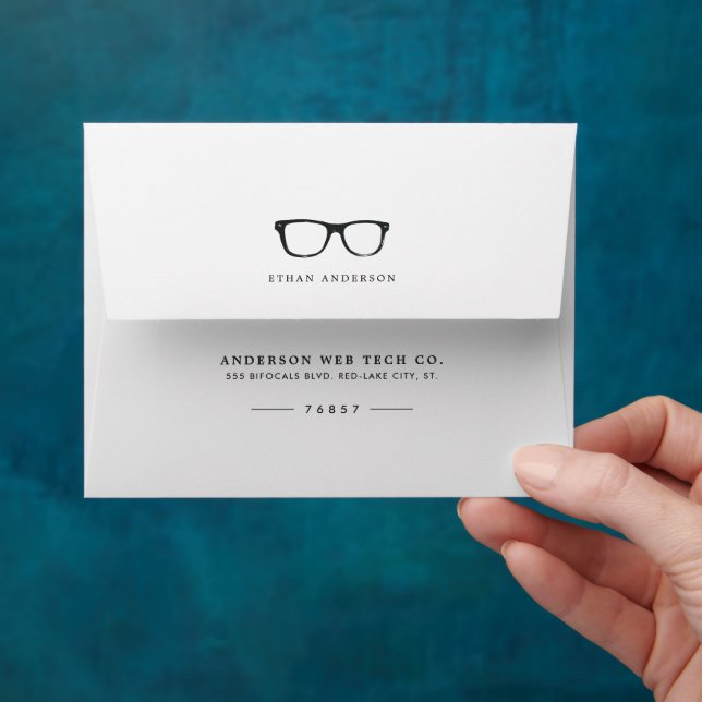 Serious Spectacles | Funny Blank Note Card Envelope (Hand)