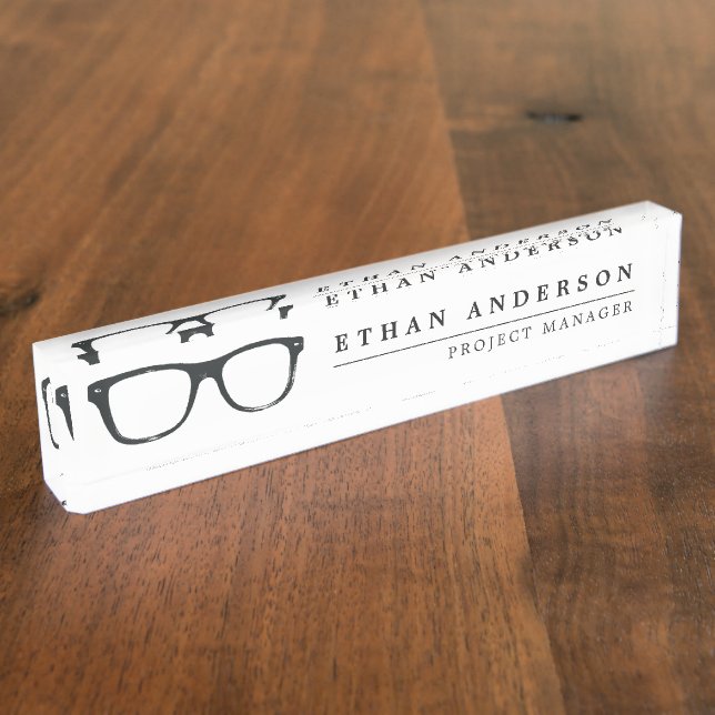 Serious Spectacles | Funny Custom Name Nameplate (Side)