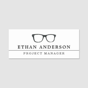 Serious Spectacles Funny Custom Name Tag