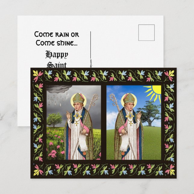 'Serious' St. Swithin's Day Greeting Postcard (Front/Back)