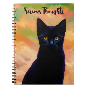 Serious Thoughts Cat Art Personal Journal Notebook
