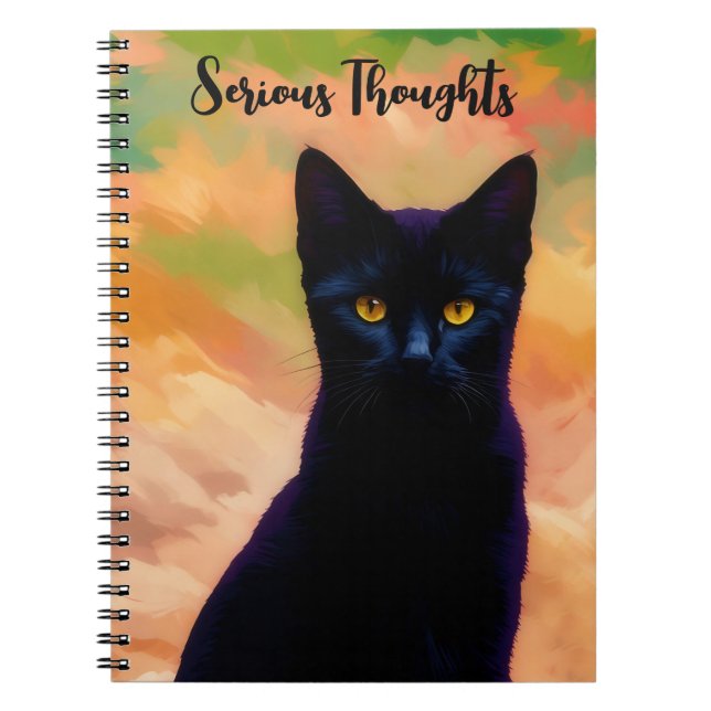 Serious Thoughts Cat Art Personal Journal Notebook (Front)