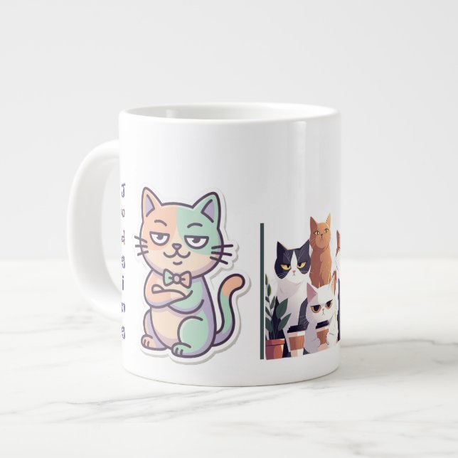 Seriously? Low energy Hight Judgment cat Large Coffee Mug (Front Left)
