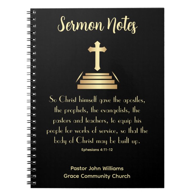 Sermon Notebook with Bible Verse & Cross (Front)