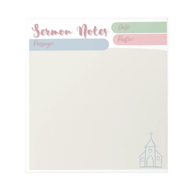 Sermon Notes Notepad (Front)