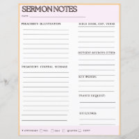 Sermon Notes Worksheets