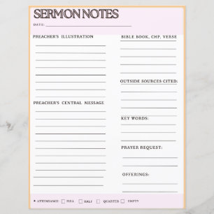 Sermon Notes Worksheets
