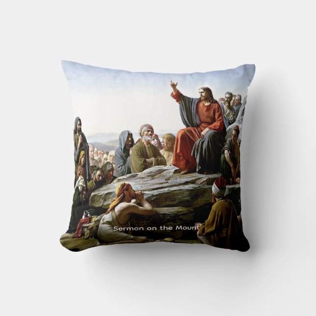 Sermon on the Mount by Carl Bloch Throw Pillow (Front)