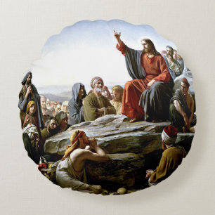 Sermon on the Mount - Carl Bloch, fine art, Round Pillow