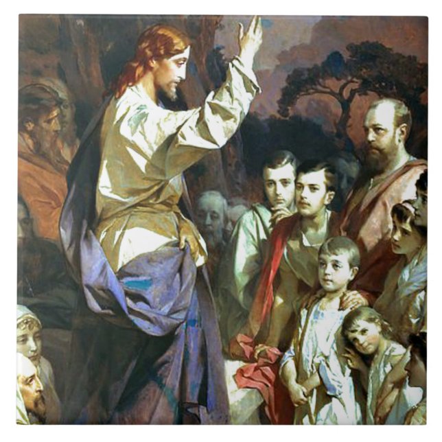 Sermon on the Mount, fine art, Tile (Front)