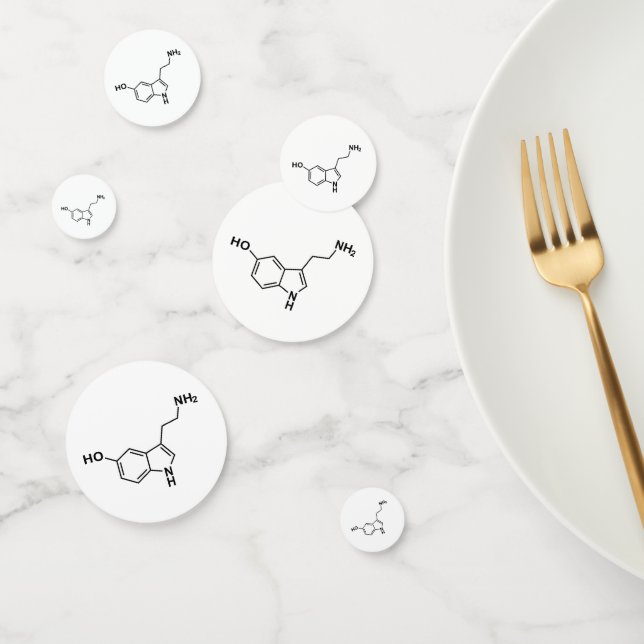serotonin chemical formula science symbol elements confetti (Group)