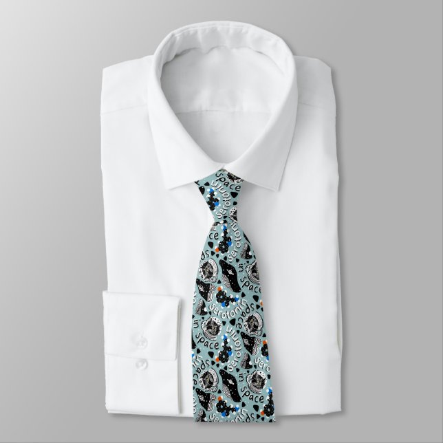 Serotonin in Space on Aquamarine Tie (Tied)