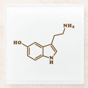 Serotonin Molecular Chemical Formula Glass Coaster