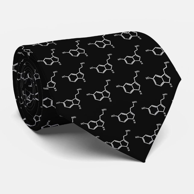 Serotonin Molecule Chemistry Fans black Tie (Rolled)