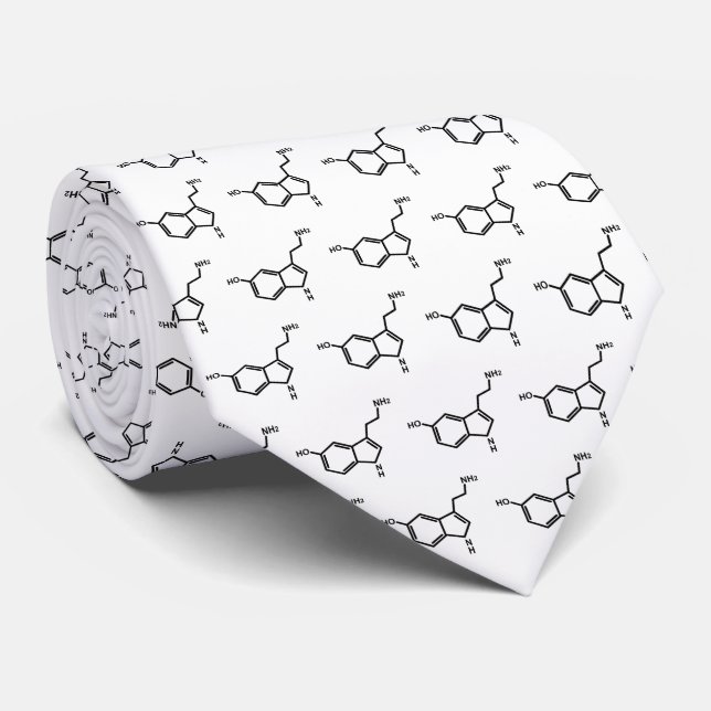 Serotonin Molecule Chemistry Fans White Tie (Rolled)
