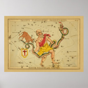 Serpens - Vintage Astronomical Star Chart Image