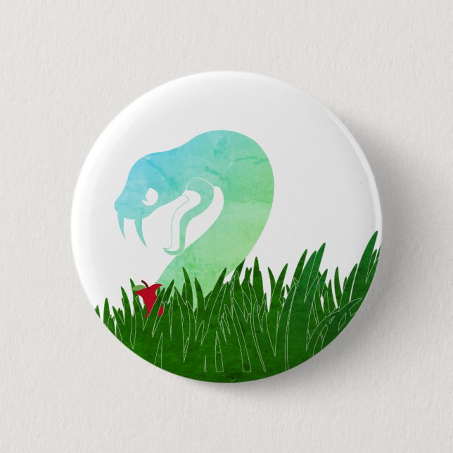 Serpent and apple pin/  2 inch round button (Front)