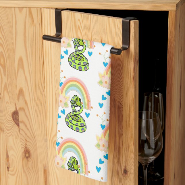 Serpent arc-en-ciel Floral Cuisine serviette main (Pliage en tiers)