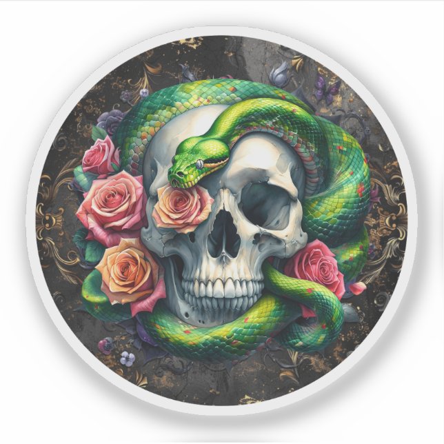 Serpent Avec Sticker Vert Crâne. (Devant)