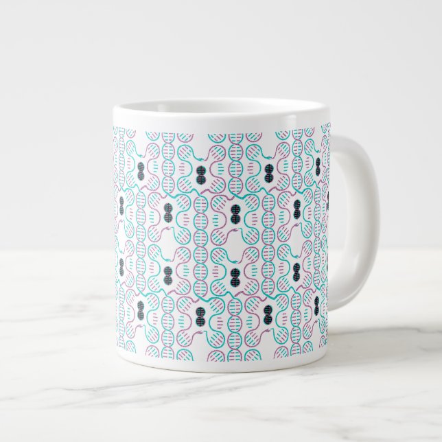 Serpent Chasing Tail Seamless Pattern Large Coffee Mug (Front Right)