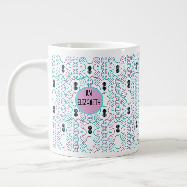 Serpent Chasing Tail Seamless Pattern Large Coffee Mug (Left)