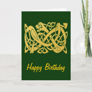 Serpent doré celtique sur carte d'anniversaire ver