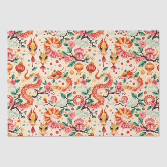 Serpent Dreams Chiness new year Tissue Paper (Front)